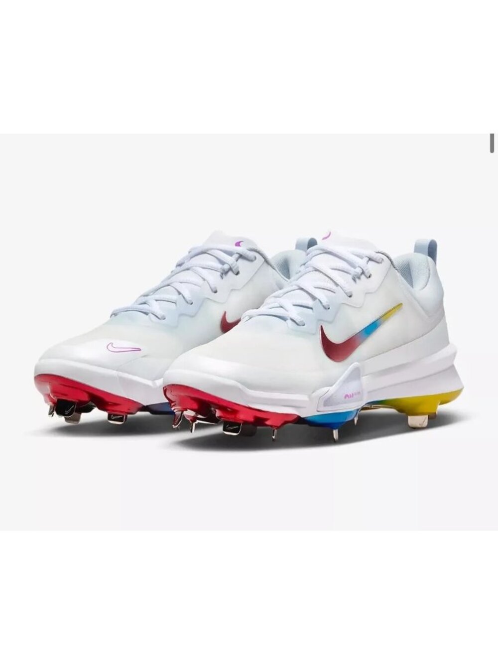 Nike Mens Force Zoom Trout 9 Pro Metal Baseball Cleats White Multicolor Size 7.5